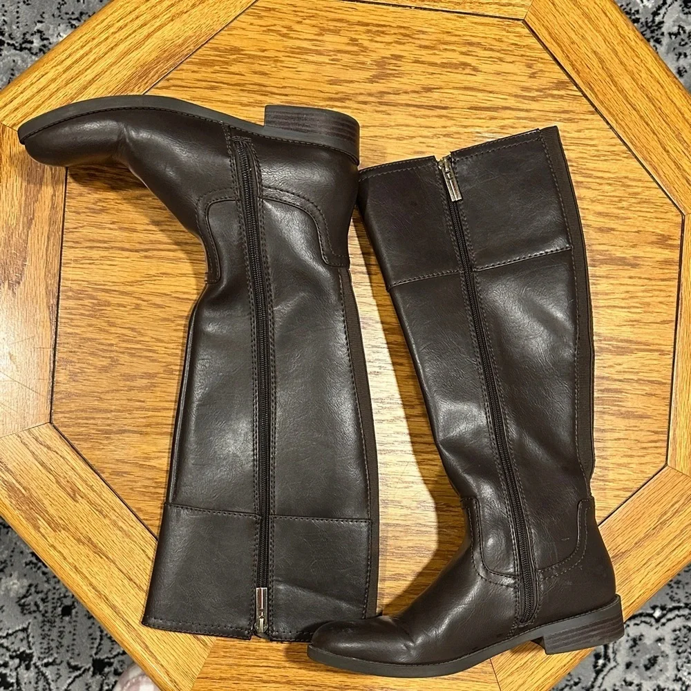 *TOMMY HILFIGER* Brown x Gold Knee-High Riding Boots Size 6.5